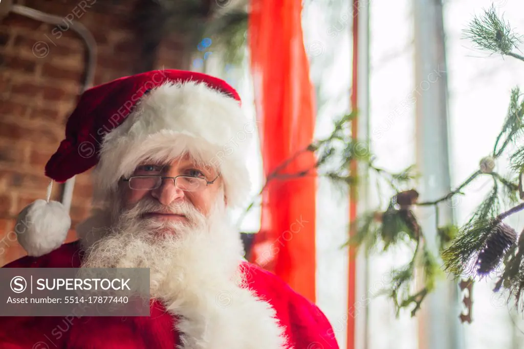 Portrait of Santa in Window