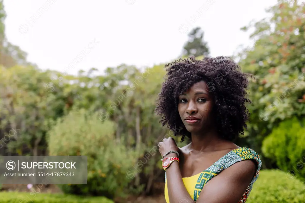 Outdoor headsboot afro hair beautiful woman