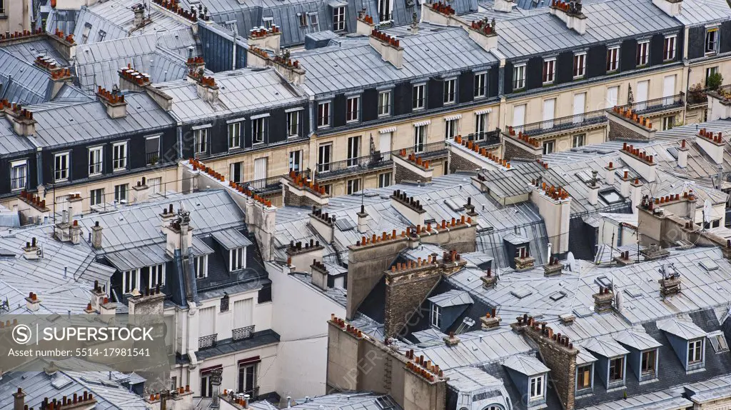 residential buildings from above in Paris