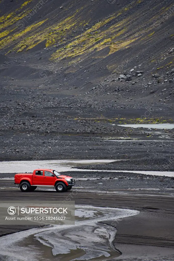 modified pick up truck on the Icelandic highlands