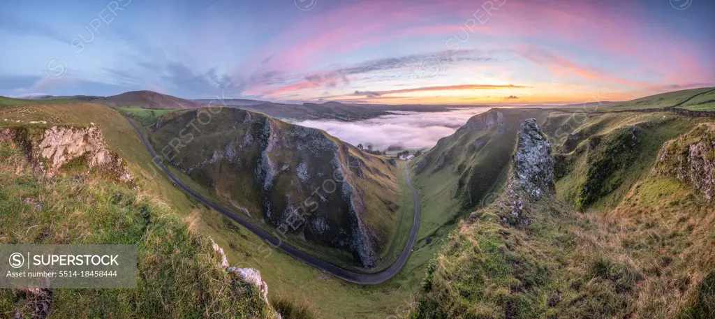 beautiful panoramic photograph of a mountain road