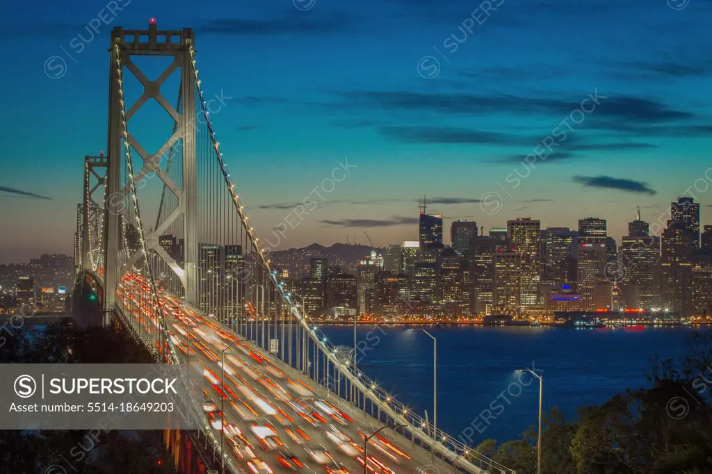 View of the Bay Bridge with San Francisco in the background
