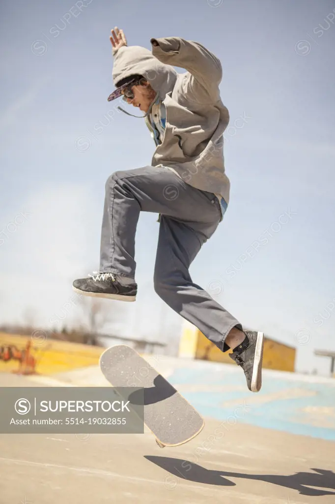 Young skateboard enthusiast in skatepark