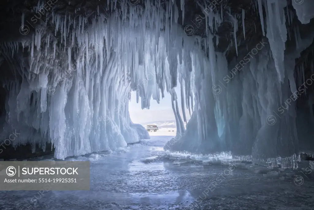 blue ice caves at first lights