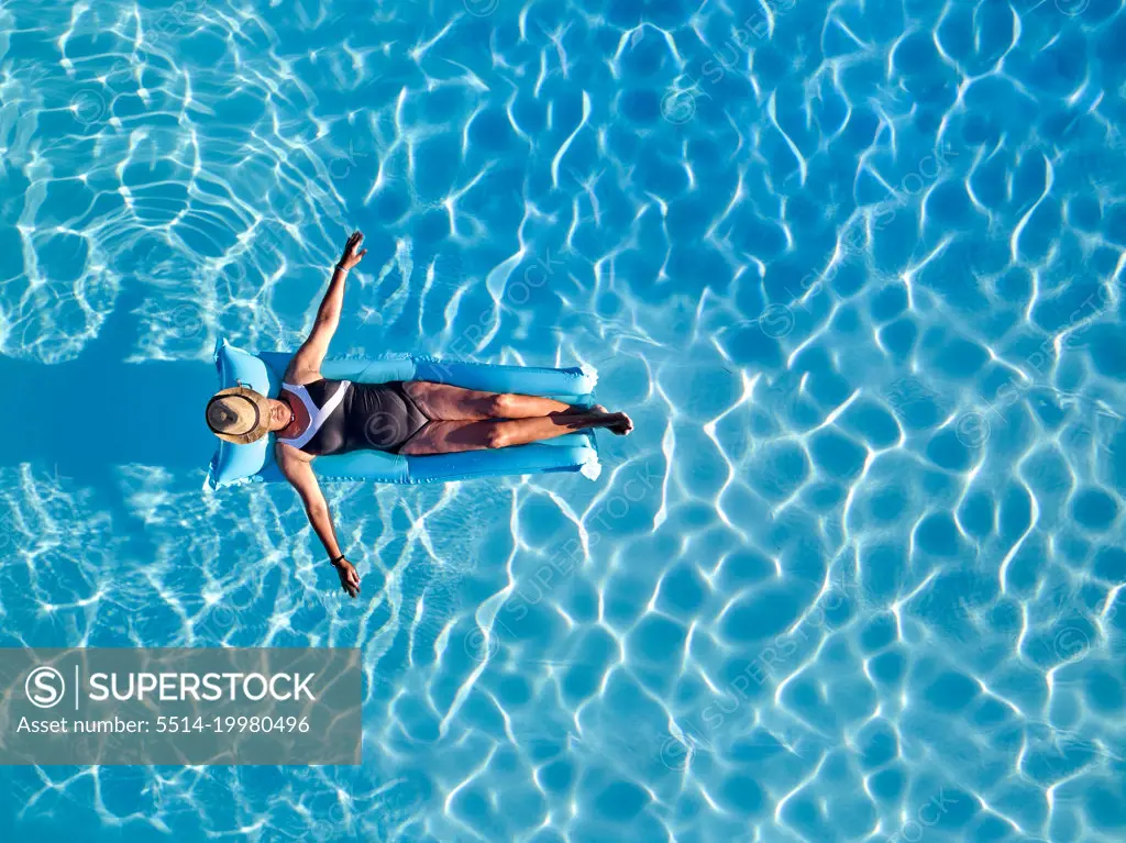 Overhead View of a Woman in a Swimming Pool