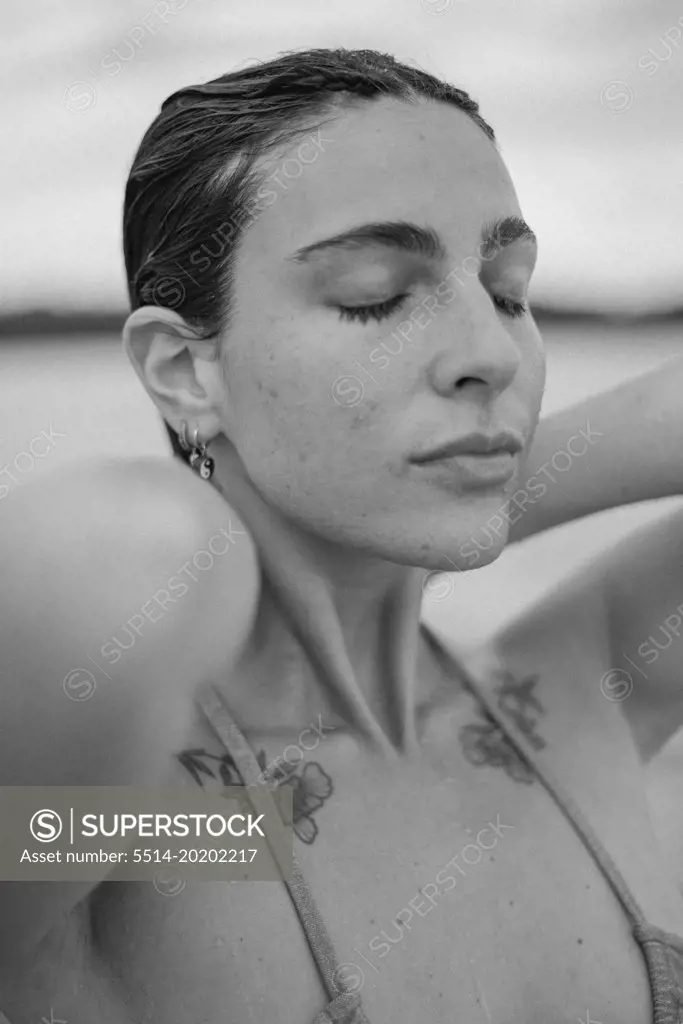 black and white portrait of a beauty girl
