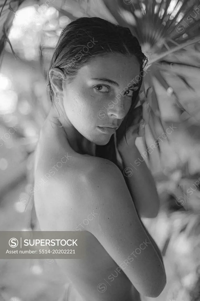black and white portrait of a beauty latin girl
