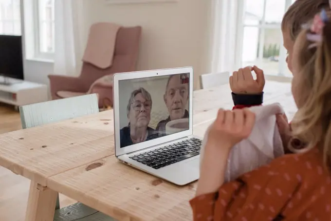 grandparents talking to their grandchildren on video call
