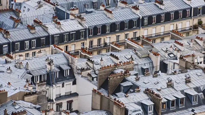 residential buildings from above in Paris