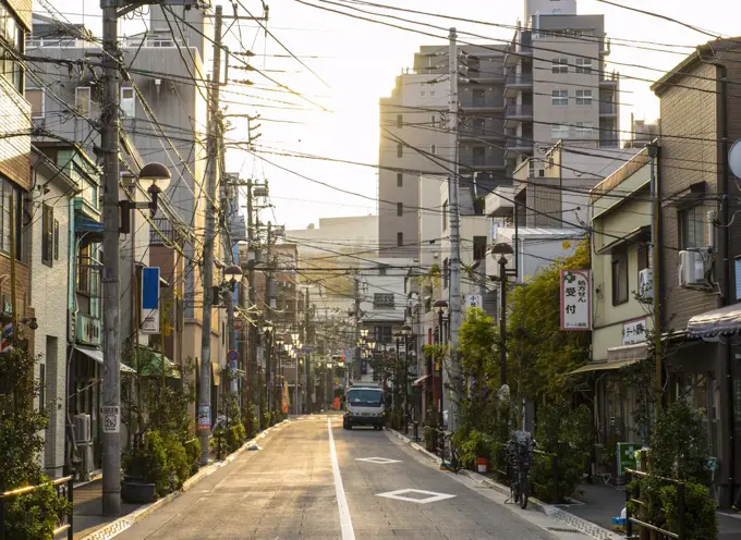 empty street in residential area of Tokyo