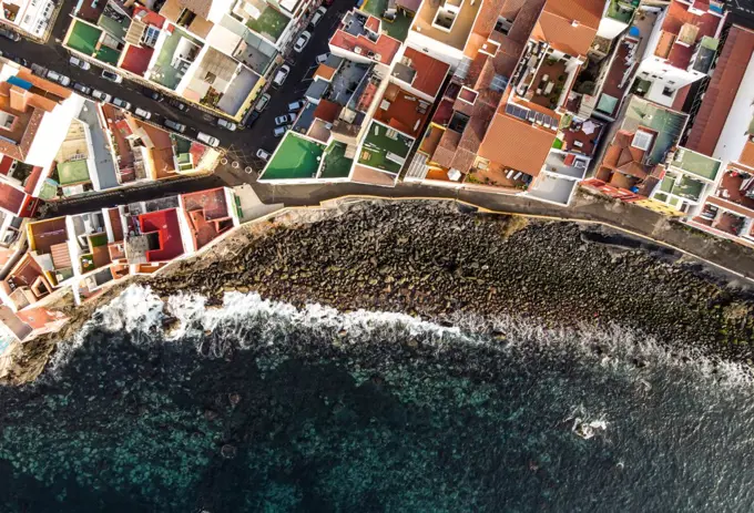 aerial view of  coloured houses near to de beach