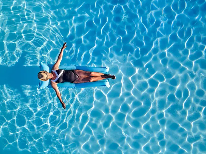 Overhead View of a Woman in a Swimming Pool