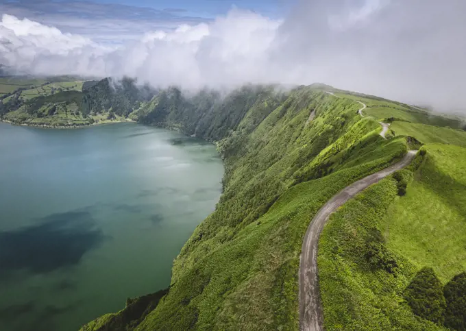 Clouds and stunning scenery near Cete Cidades, Azores, Portugal