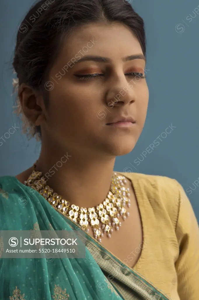 Kathak Dancer Sitting With Her Eyes