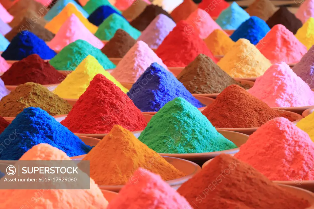Various spices selection.  multicolored powder dyes