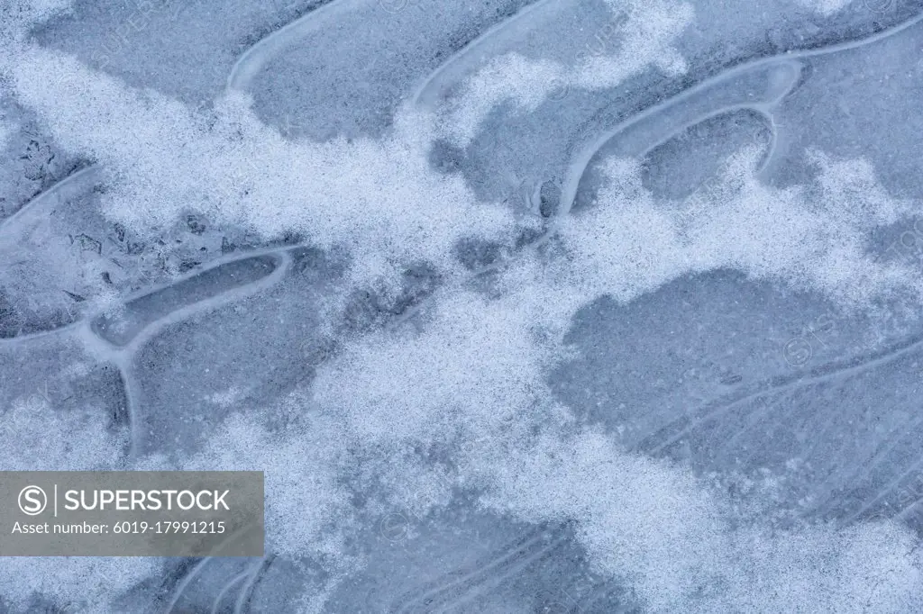 Abstract ice pattern on river Turiec, Slovakia.