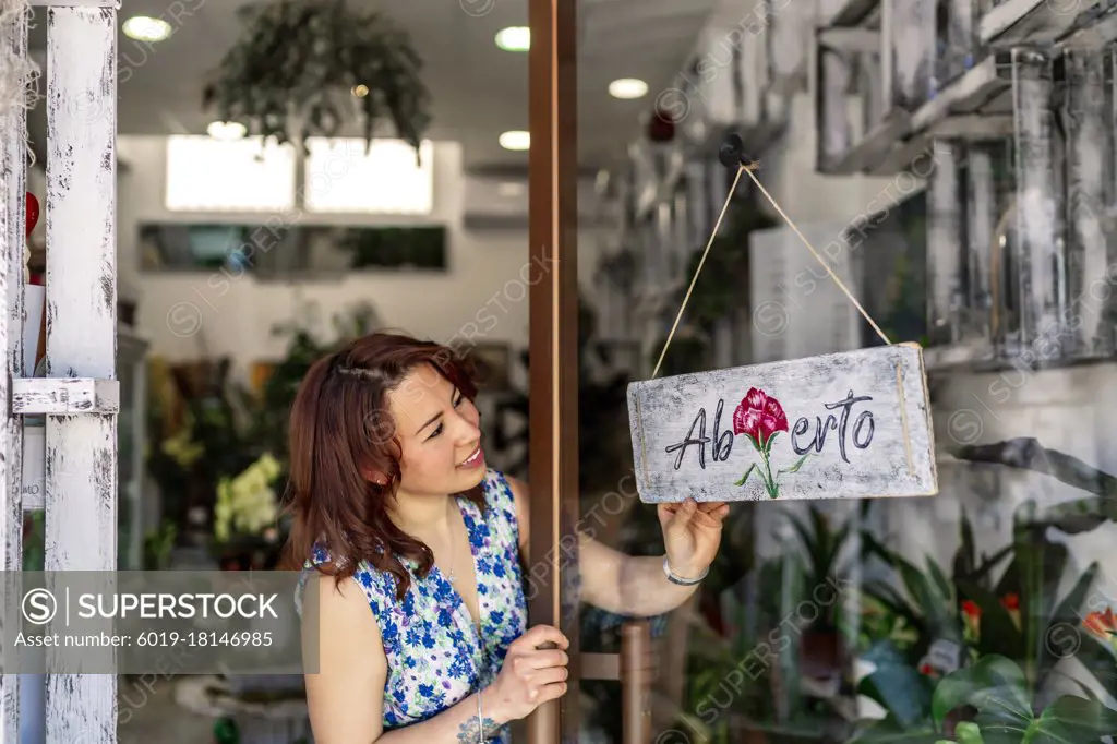 enterprising woman opening her flower business