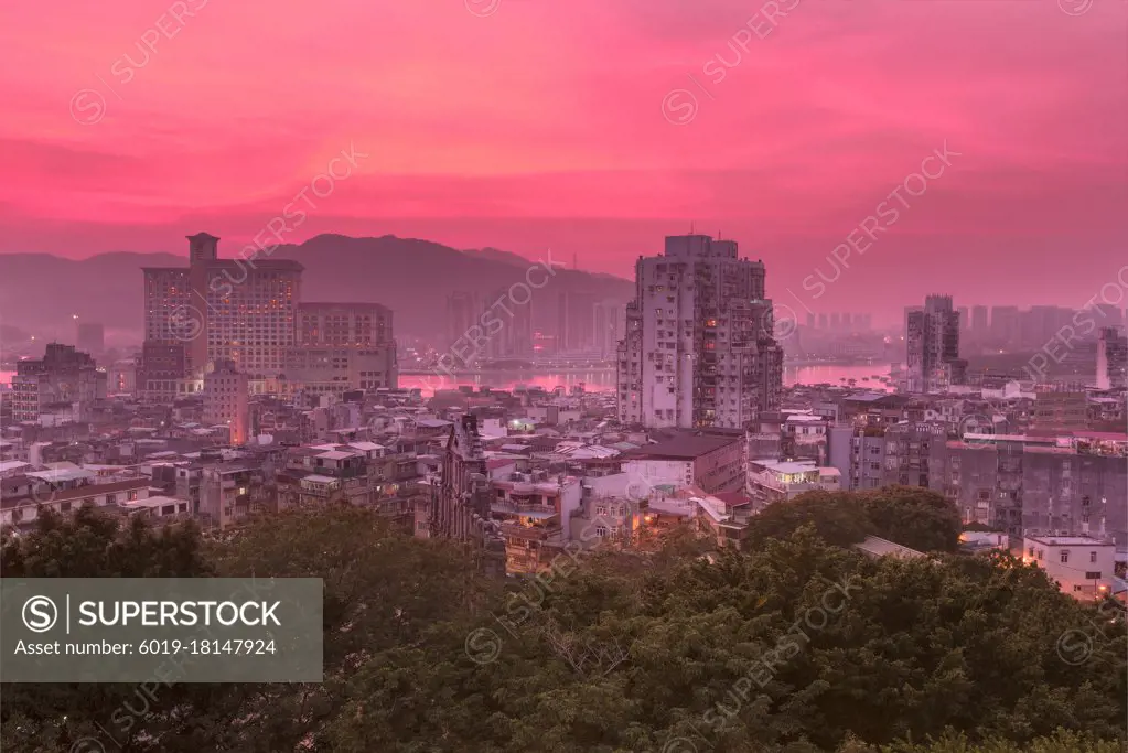 image of Macau downtown at Twilight