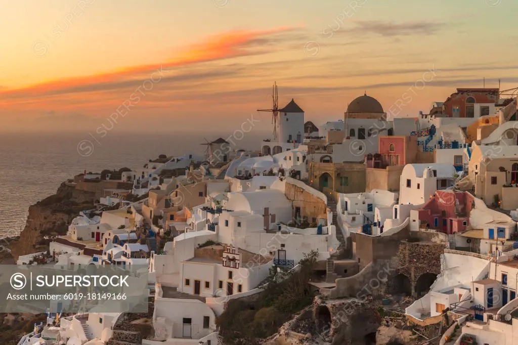 Famous view of Oia town at sunset
