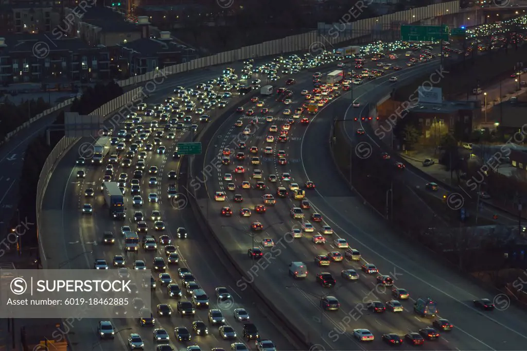 Traffic at Rush Hour Through Downtown Atlanta, Georgia