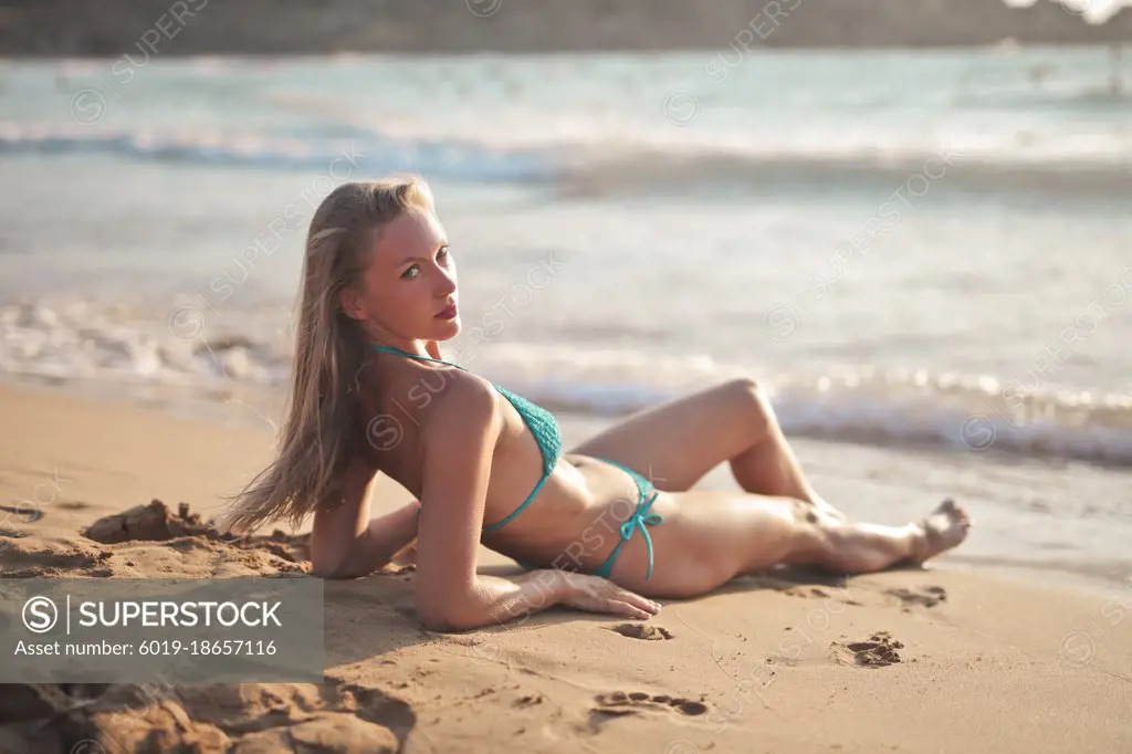 portrait of young woman at the beach