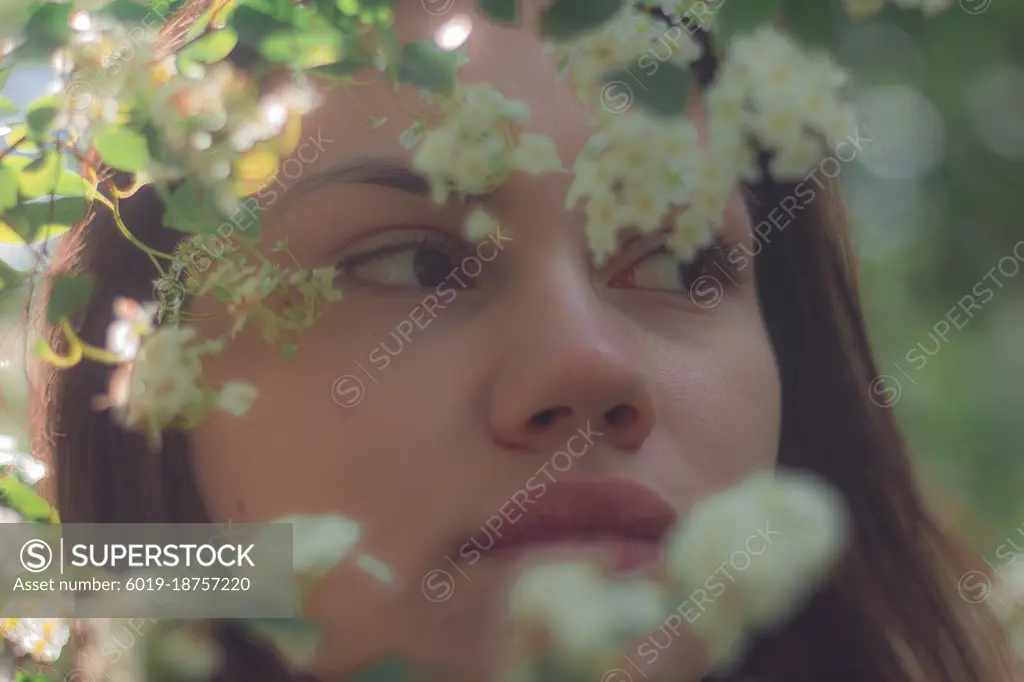 portrait of a girl in white flowers