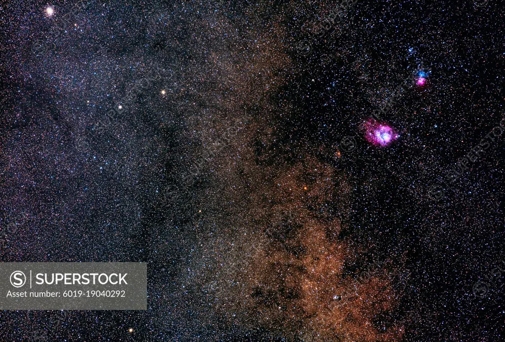 Triffid and Lagoon Nebulae in the Milky Way