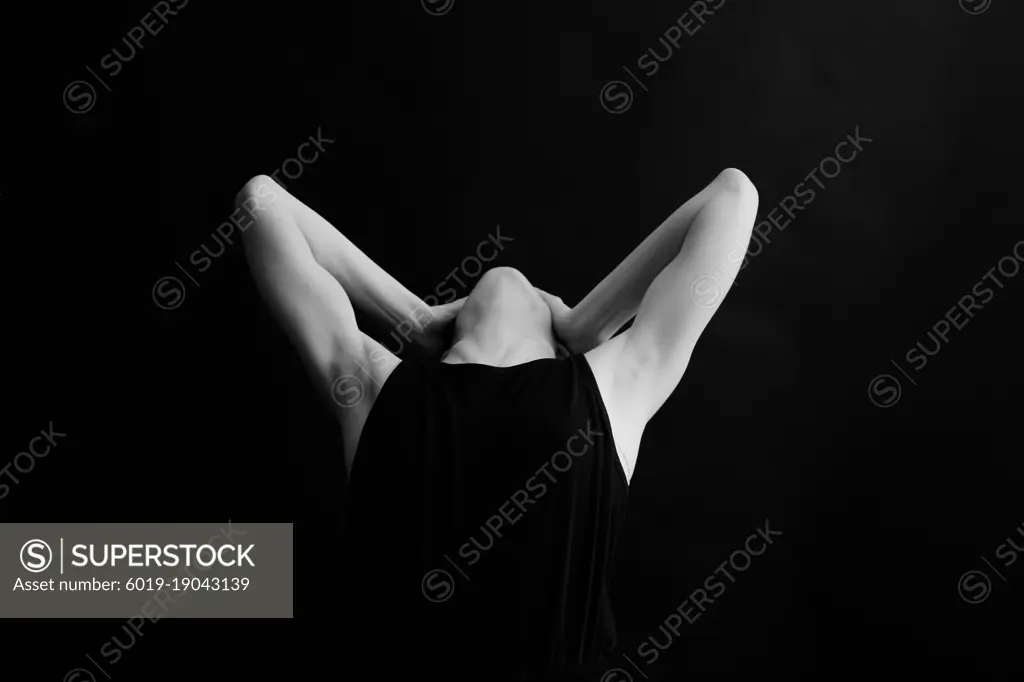 Details of body black and white portrait of beautiful girl
