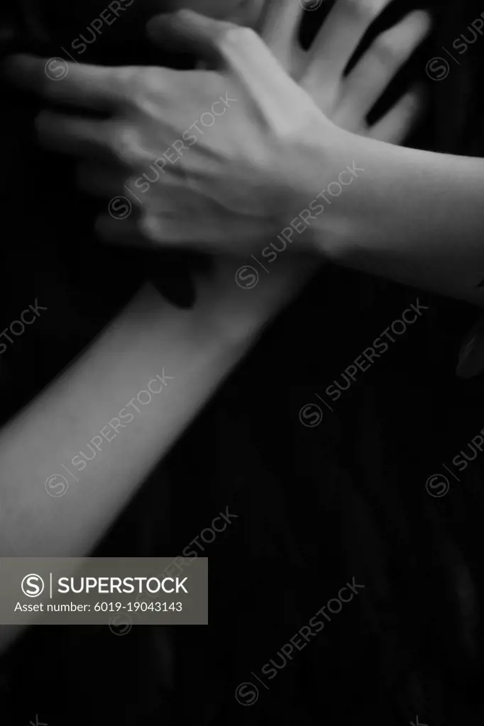 Details of body black and white portrait of beautiful girl