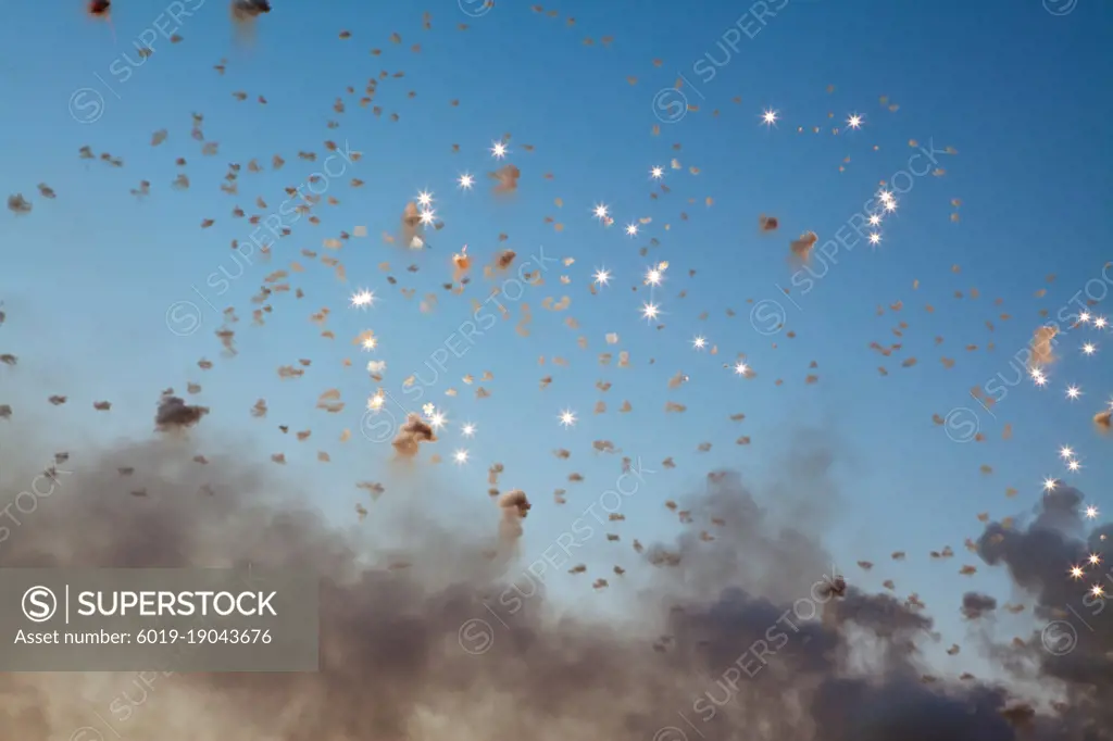 Fireworks against a blue sky