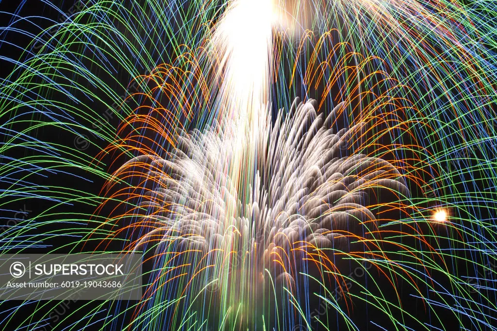 Colourful Pyrotechnic Fireworks in the Sky