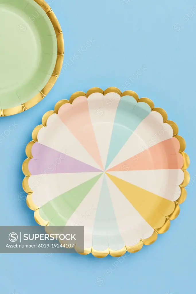 Pastel Party Plates Flat Lay Spring