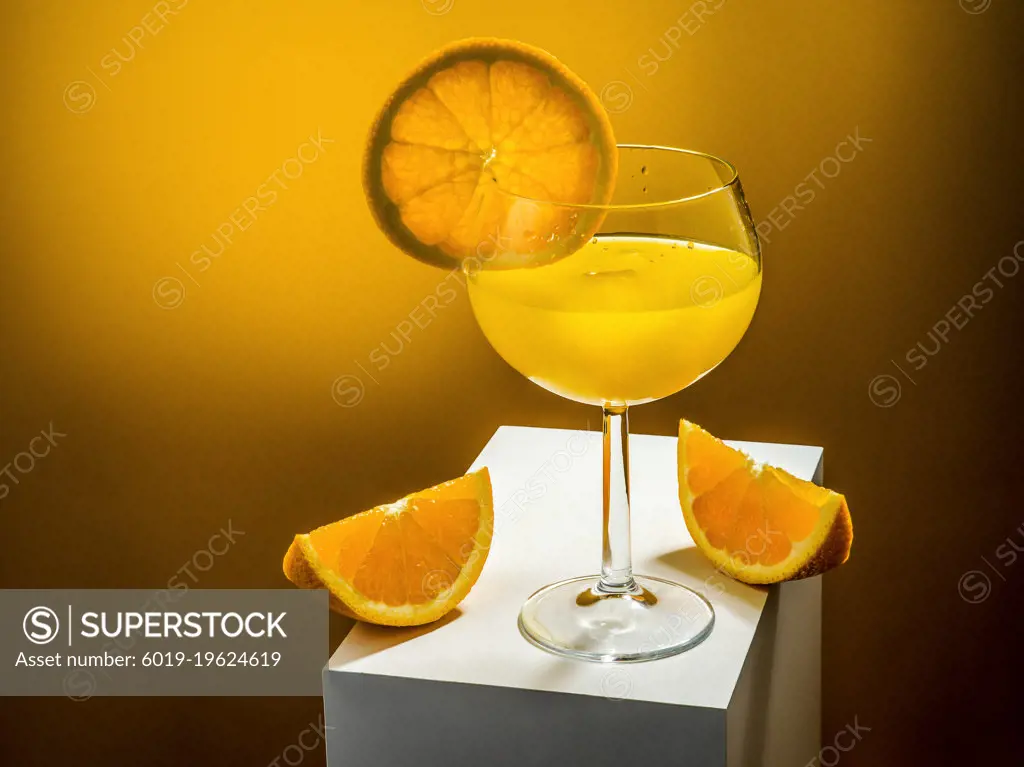Glass of cocktail or orange juice