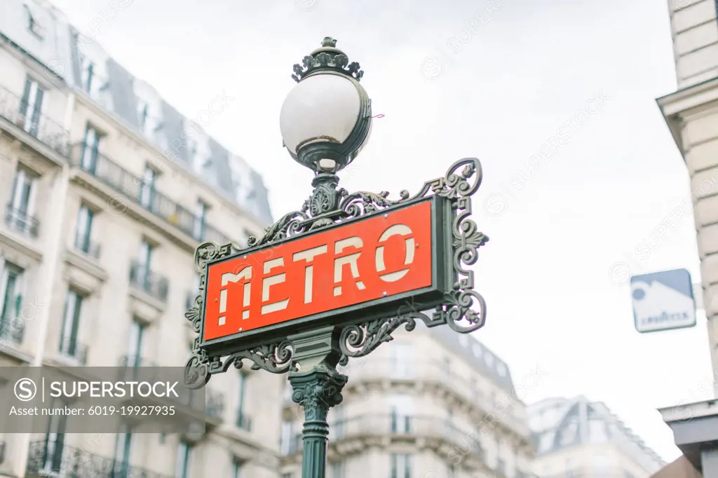 Art deco metro sign in Paris, France
