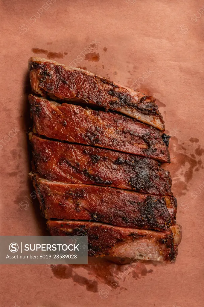 Closeup of BBQ Pork Spareribs