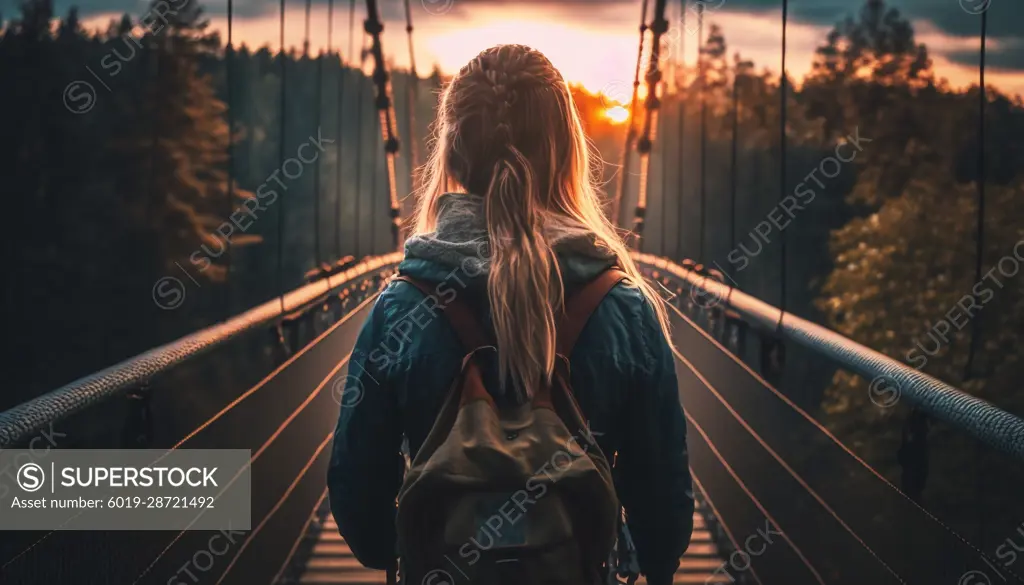 Image AI. Woman in travelling adventure