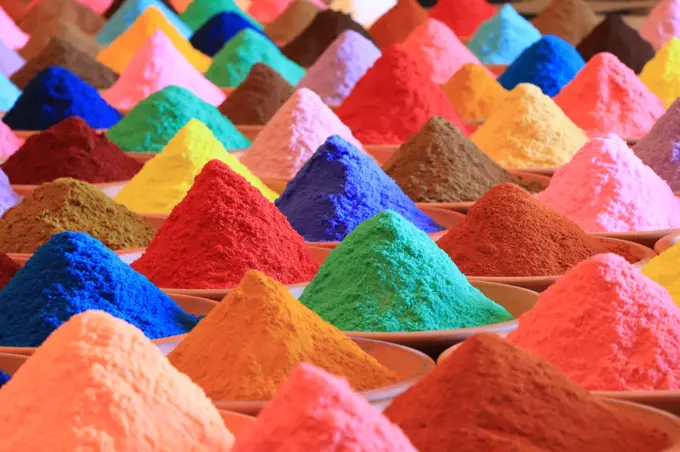 Various spices selection.  multicolored powder dyes
