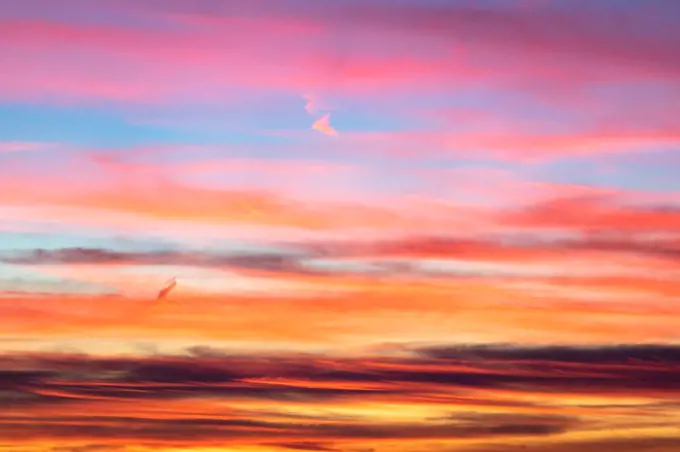 Sky at sunset with different hues and colors