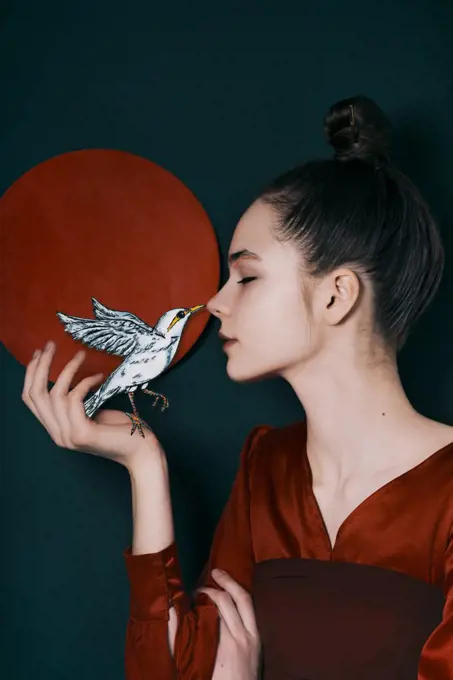 Creative model portrait with Japanese style of makeup and Hairstyle