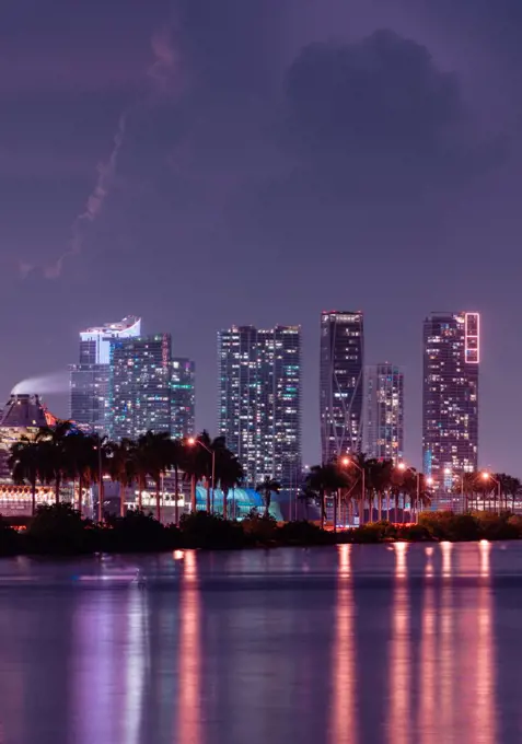 skyscrapers Miami Florida reflections water