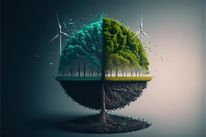 Concept of green energy production. Generative AI
