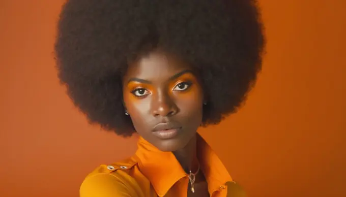 Image AI. Afro american woman from 1970¬¥s