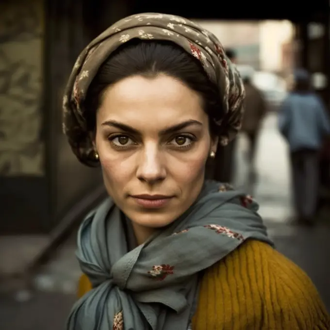 Image AI. Iranian woman on street