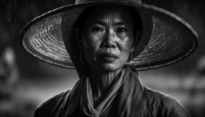 Image AI. Portrait of a mid age indigenous vietnamese woman
