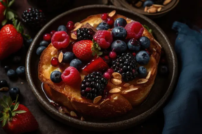 French toast with berries. Generative AI