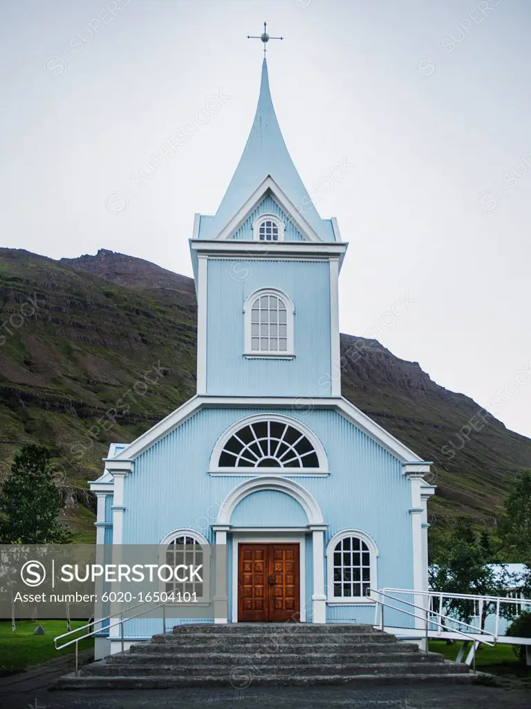 seydisfjardarkirkja church in the town of Seydisfjordur, seyðisfjörður, Iceland, Scandinavia, Europe