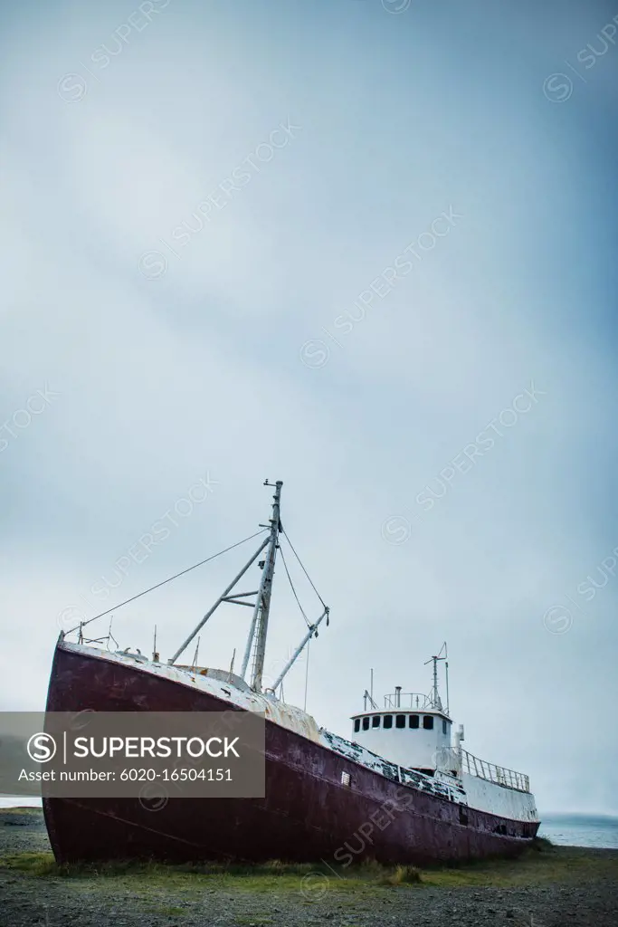 Gardar Ba64, Iceland's oldest ship, built in 1912 in Norway. Patreksfjörður, Western Fjords, Iceland, Atlantic Ocean