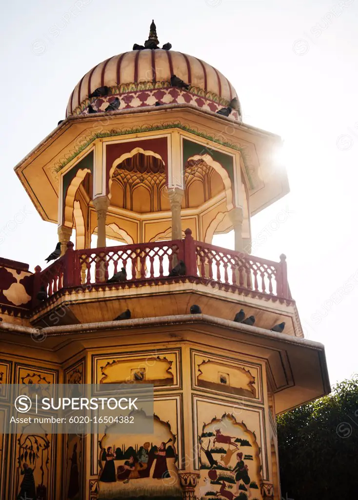 Architectural detail of Galta Ji, The Monkey Temple Near The Pink City, Jaipur, Rajasthan, India