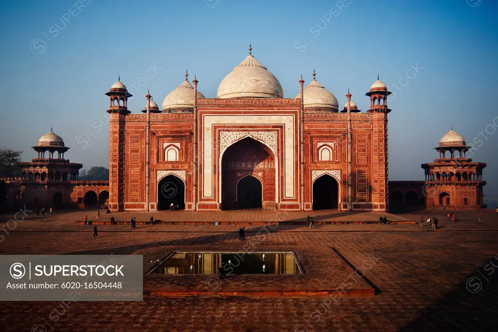 Facade of a mosque, Taj Mahal, Agra, Uttar Pradesh, India
