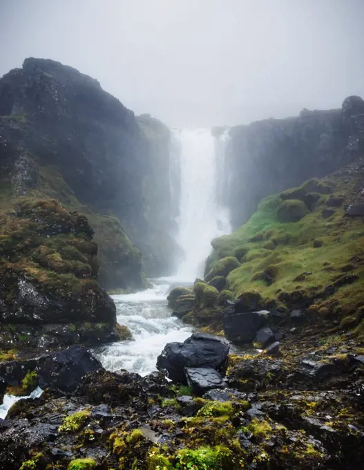 Baejarfoss, Bæjarfoss waterfalls, Iceland, Scandinavia, Europe